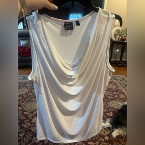 Rafaella white Womens XL Sleeveless Drape Neck Tank Top